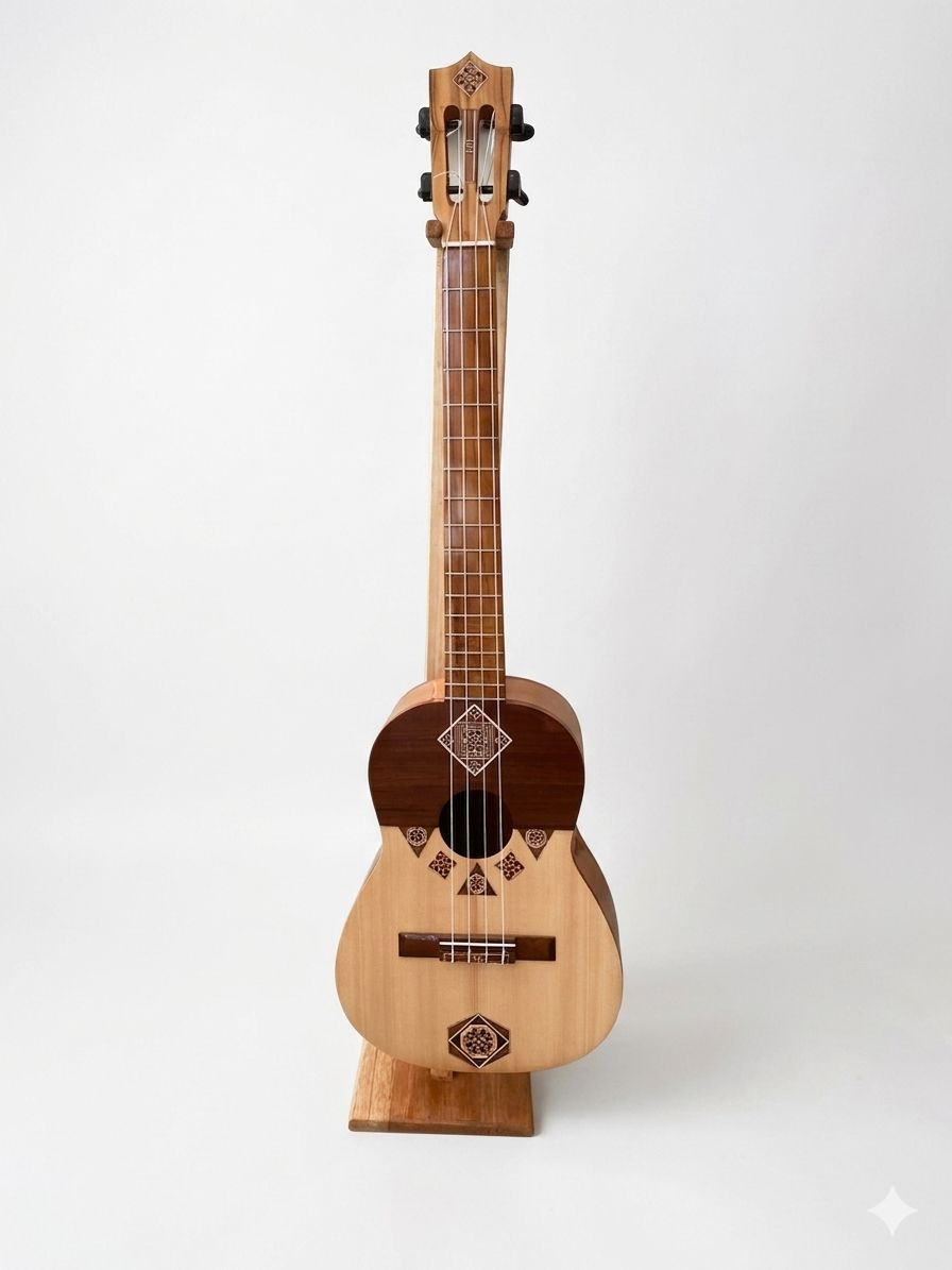 CUATRO MODELO 51 DE 17 TRASTES PROFESIONAL MOSAICO CLAVIJAS DE PRESICION CEDRO/ NOGAL